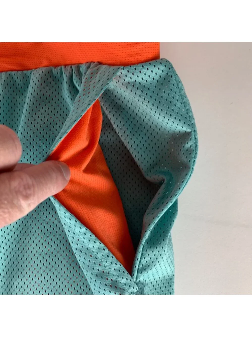 Fabletics Mens Turquoise Orange Athletic Shorts